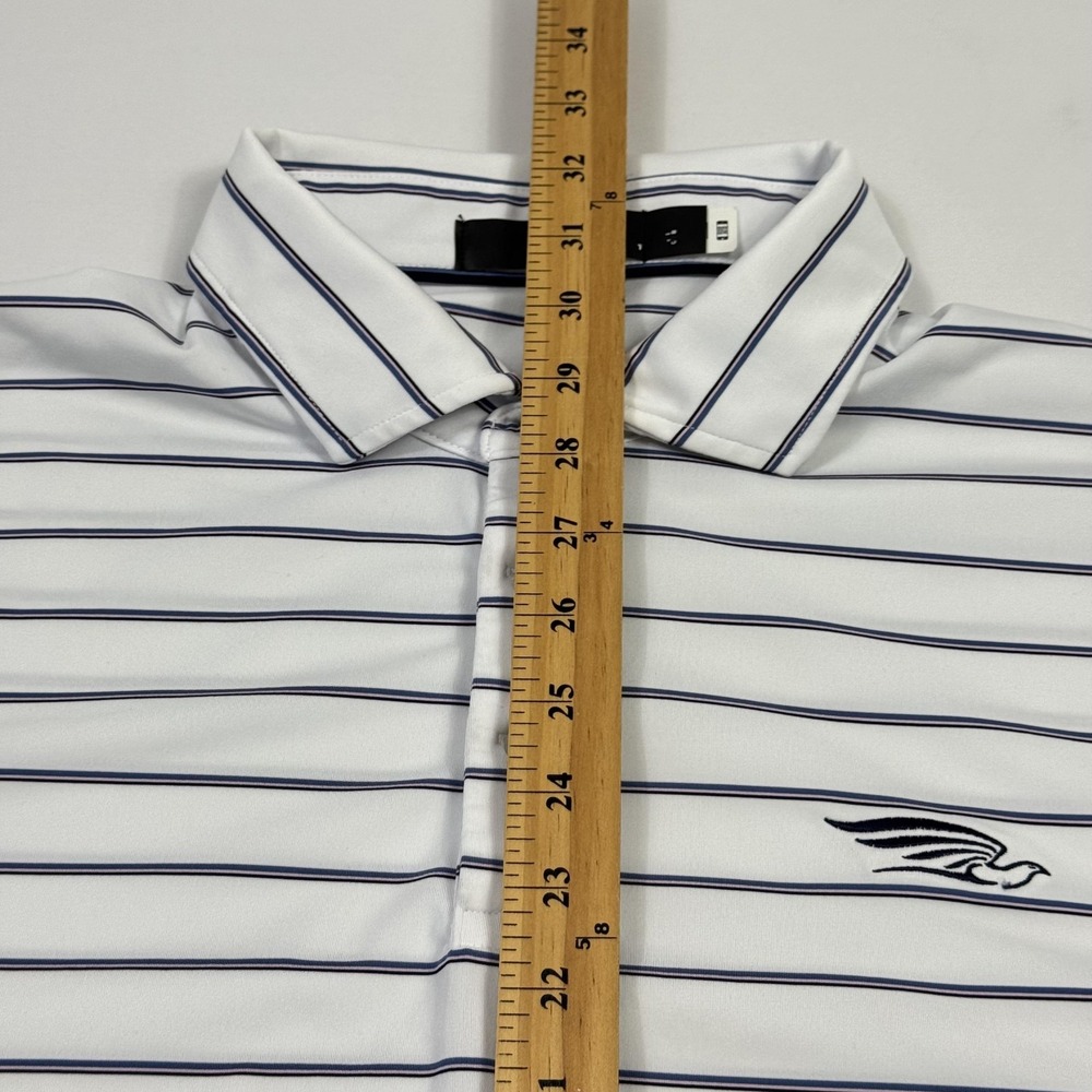 RLX Ralph Lauren Polo Shirt Mens Large White Striped‎ Golf Stretch Performance - Picture 7 of 13